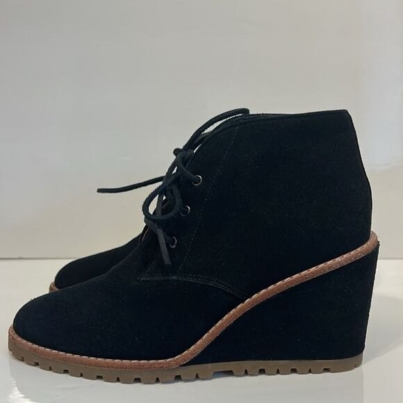 Coach Karson Black Suede Wedge Bootie Size 6 - Picture 2 of 14